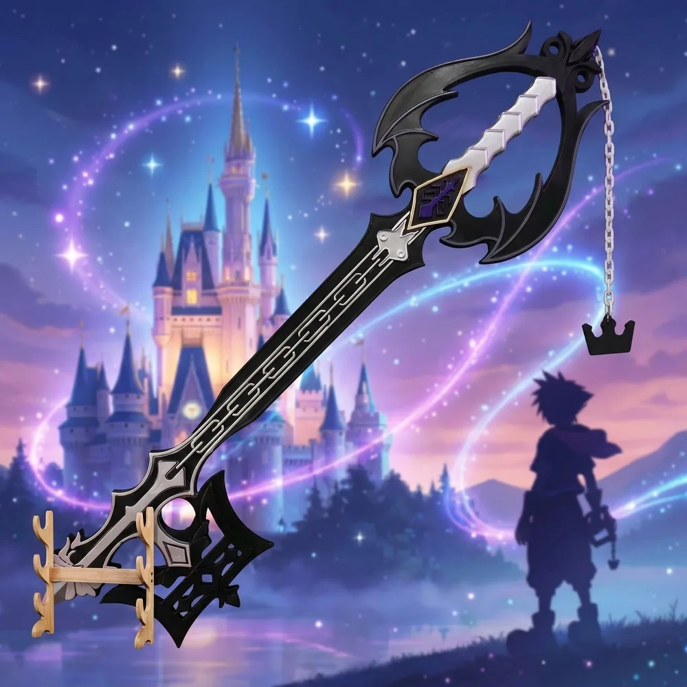 Keyblade Cosplay Prop - Kingdom Hearts 42in 108cm Siyah Beyaz